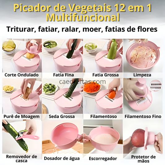 Picador e Fatiador 12 em 1: A ferramenta indispensável para sua cozinha !!!!