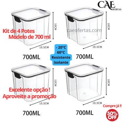 Potes Organizador de cozinha de plástico transparente - Tudo organizado !