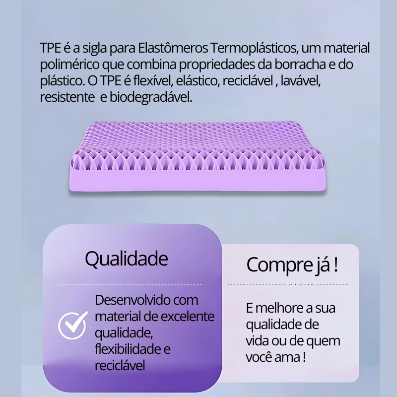 Travesseiro Lavável de alta tecnologia de TPE - Durma como um anjo!