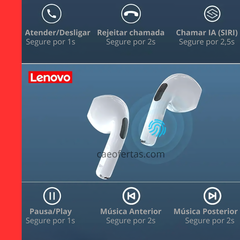 Lenovo LivePods HT38 TWS Bluetooth Fone De Ouvido Mini Fones De Ouvido Sem Fio Com Microfone Para iPhone Xiaomi Sport À Prova D'Água 9D Stere Fone De Ouvido