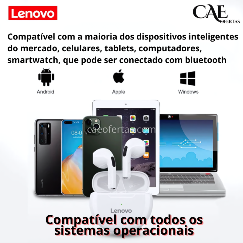 Lenovo LivePods HT38 TWS Bluetooth Fone De Ouvido Mini Fones De Ouvido Sem Fio Com Microfone Para iPhone Xiaomi Sport À Prova D'Água 9D Stere Fone De Ouvido