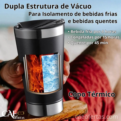Copo Térmico Com Tampa e Abridor Inox - Aproveite sua bebida ao máximo !