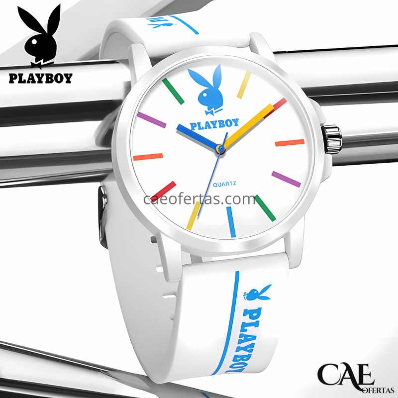 PLAYBOY Relógio de Quartzo Esportivo para Homens Original Pulseira de Silicone