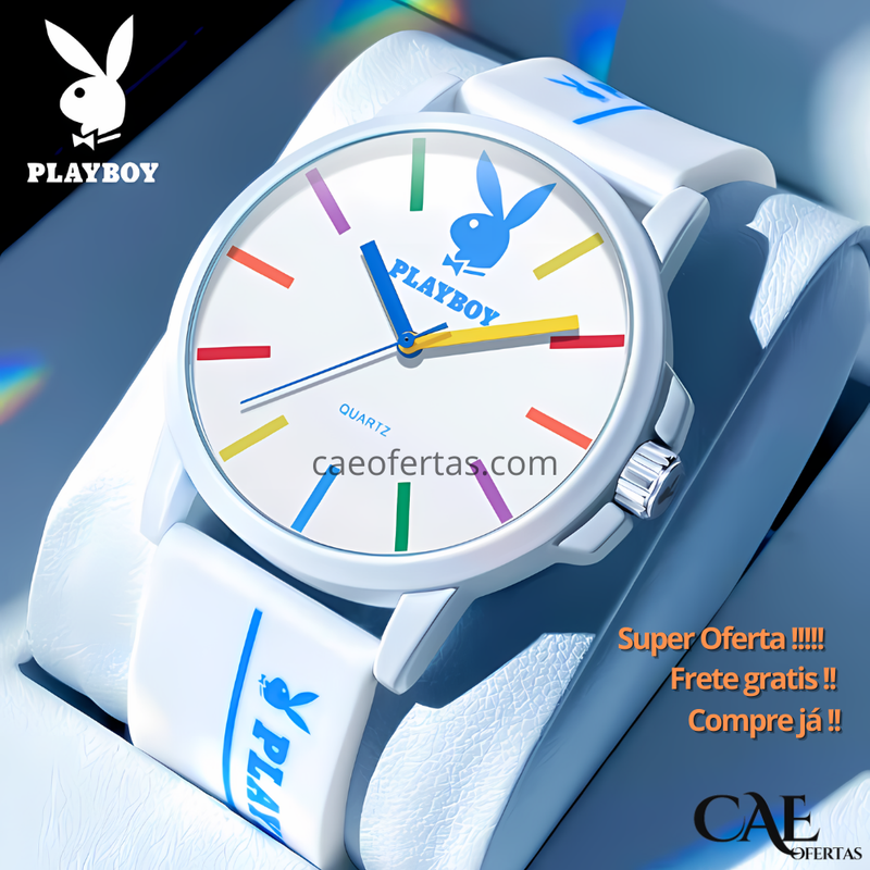 PLAYBOY Relógio de Quartzo Esportivo para Homens Original Pulseira de Silicone