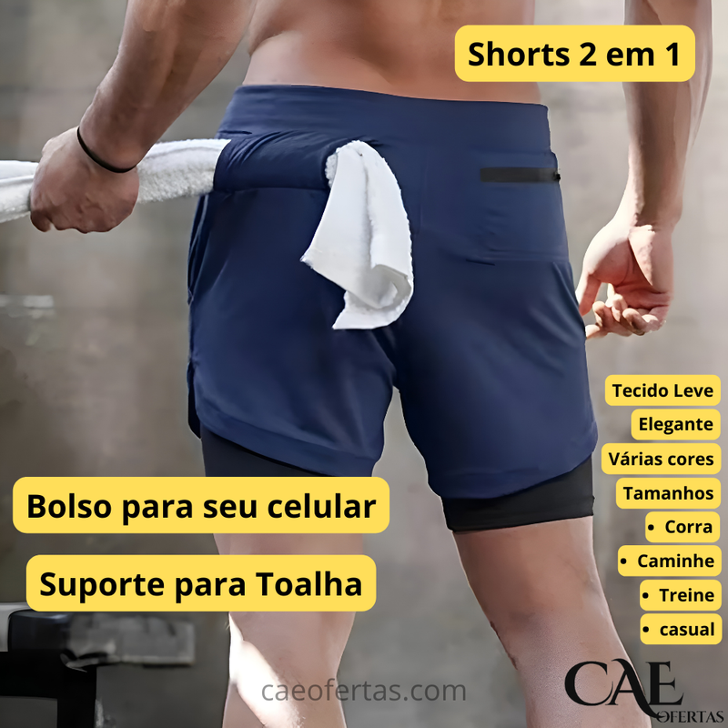 Corra mais longe, com mais conforto e estilo: Shorts de Compressão 2 em 1 Masculino