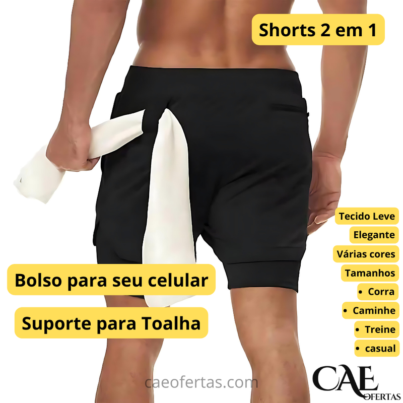 Corra mais longe, com mais conforto e estilo: Shorts de Compressão 2 em 1 Masculino