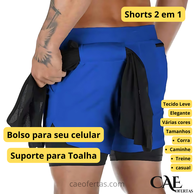 Corra mais longe, com mais conforto e estilo: Shorts de Compressão 2 em 1 Masculino