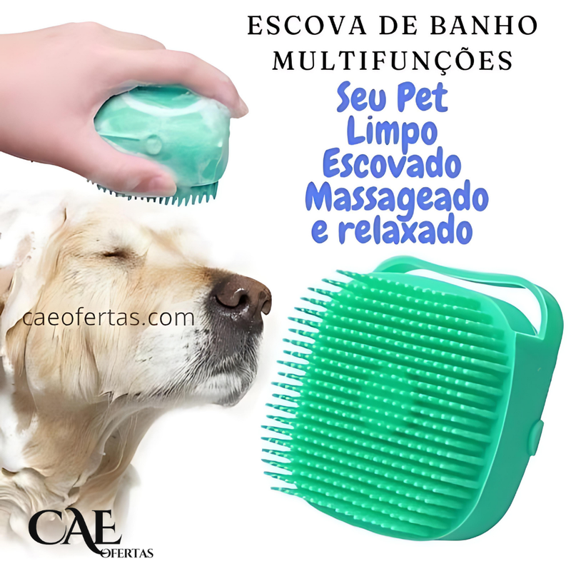 Escova Banho 2 em 1 com Dispenser de Shampoo - Seu pet vai te agradecer!