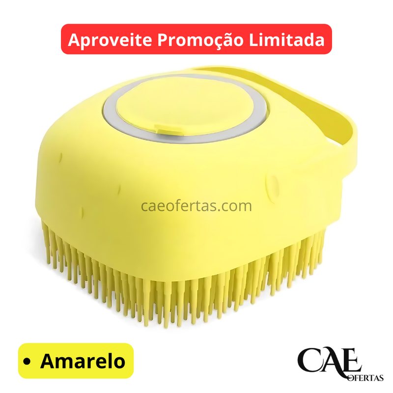 Escova Banho 2 em 1 com Dispenser de Shampoo - Seu pet vai te agradecer!