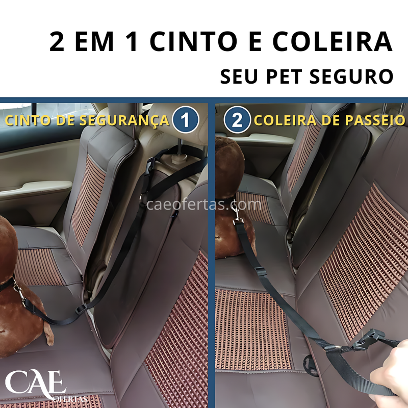 Cinto de segurança 2 em 1 para pets - Proteja seu amigo !!!