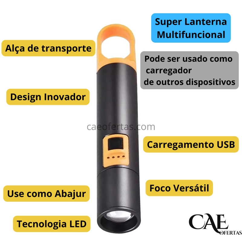 Lanterna LED Poder Ultra Brilhante e ilumine seu caminho!