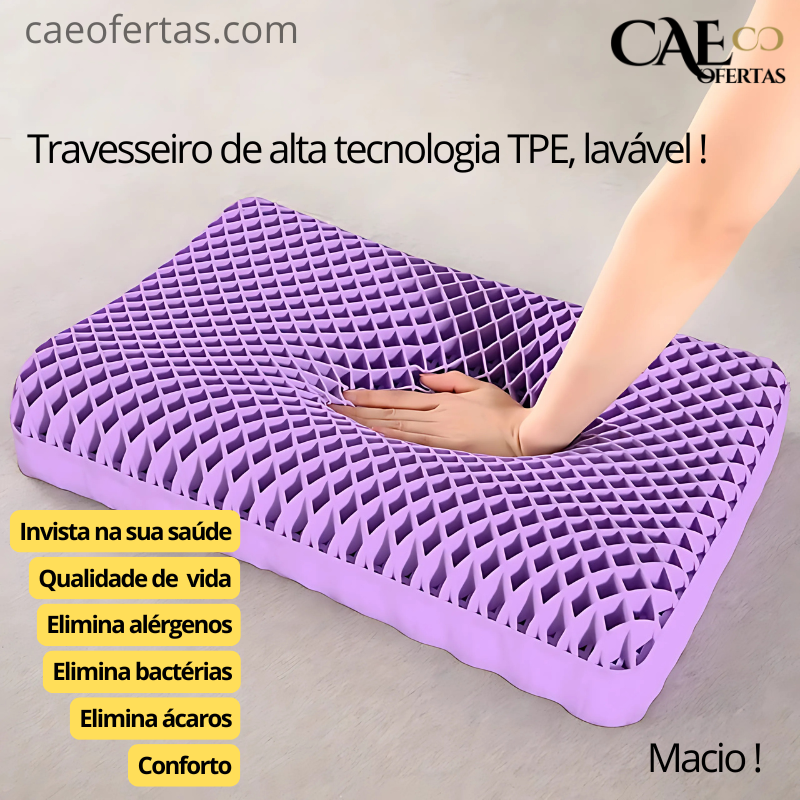 Travesseiro Lavável de alta tecnologia de TPE - Durma como um anjo!