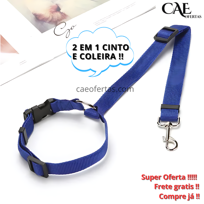 Cinto de segurança 2 em 1 para pets - Proteja seu amigo !!!