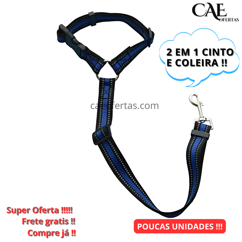 Cinto de segurança 2 em 1 para pets - Proteja seu amigo !!!