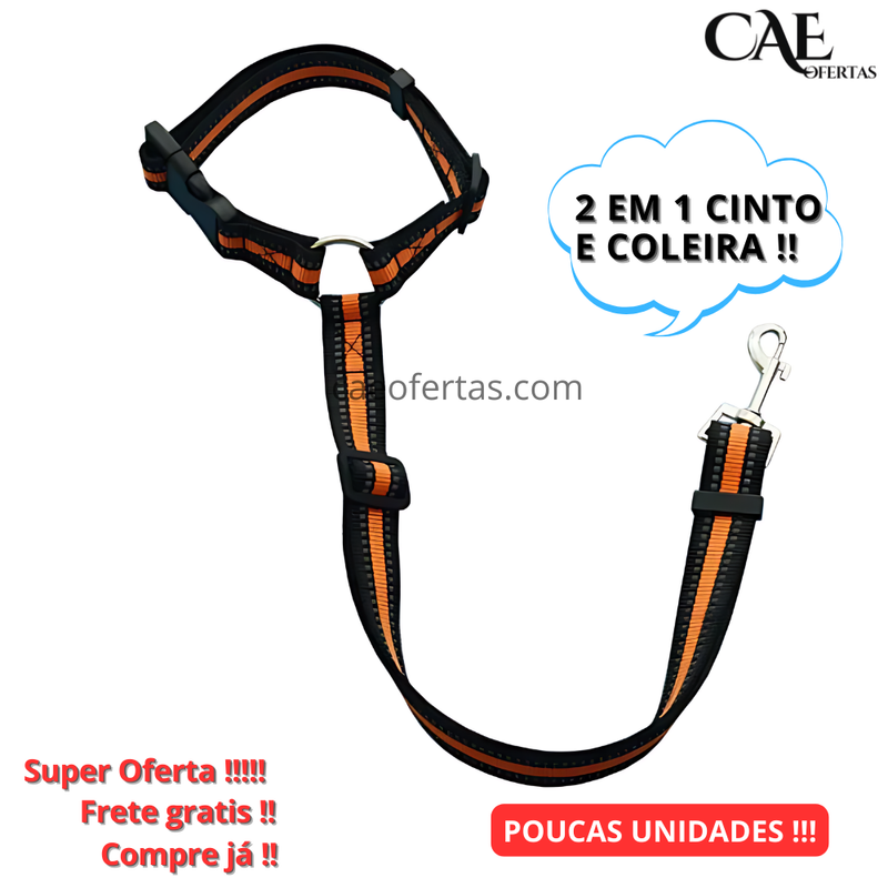 Cinto de segurança 2 em 1 para pets - Proteja seu amigo !!!