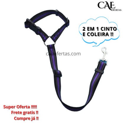 Cinto de segurança 2 em 1 para pets - Proteja seu amigo !!!